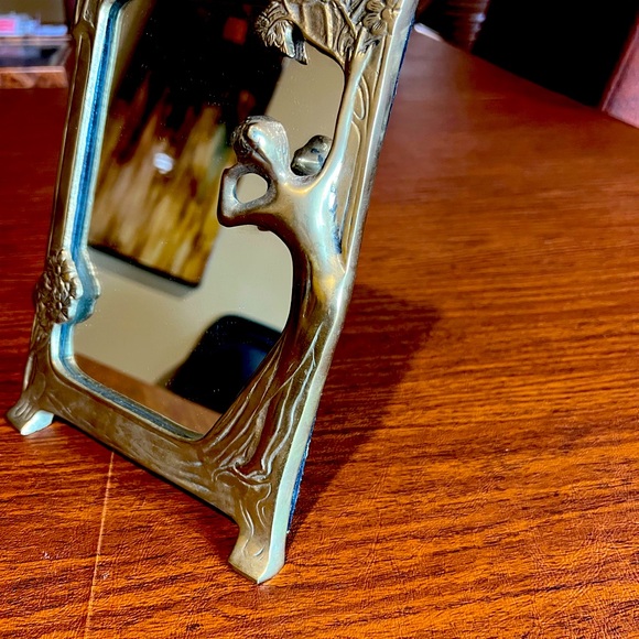 Vintage Lady By the Lake Brass Standing Mirror - Picture 3 of 6